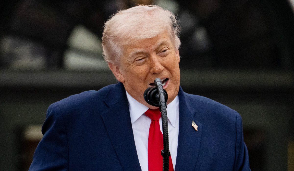 President Donald Trump speaks during a State Visit arrival ceremony for Britain's King Charles III and Queen Camilla on the South Lawn of the White House, Tuesday, April 28, 2026, in Washington. (AP)