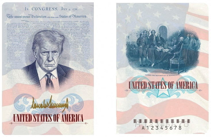 A U.S. passport featuring an image and signature of U.S. President Donald Trump is seen this rendering released by the State Department in Washington, D.C., U.S., April 28, 2026. (REUTERS)