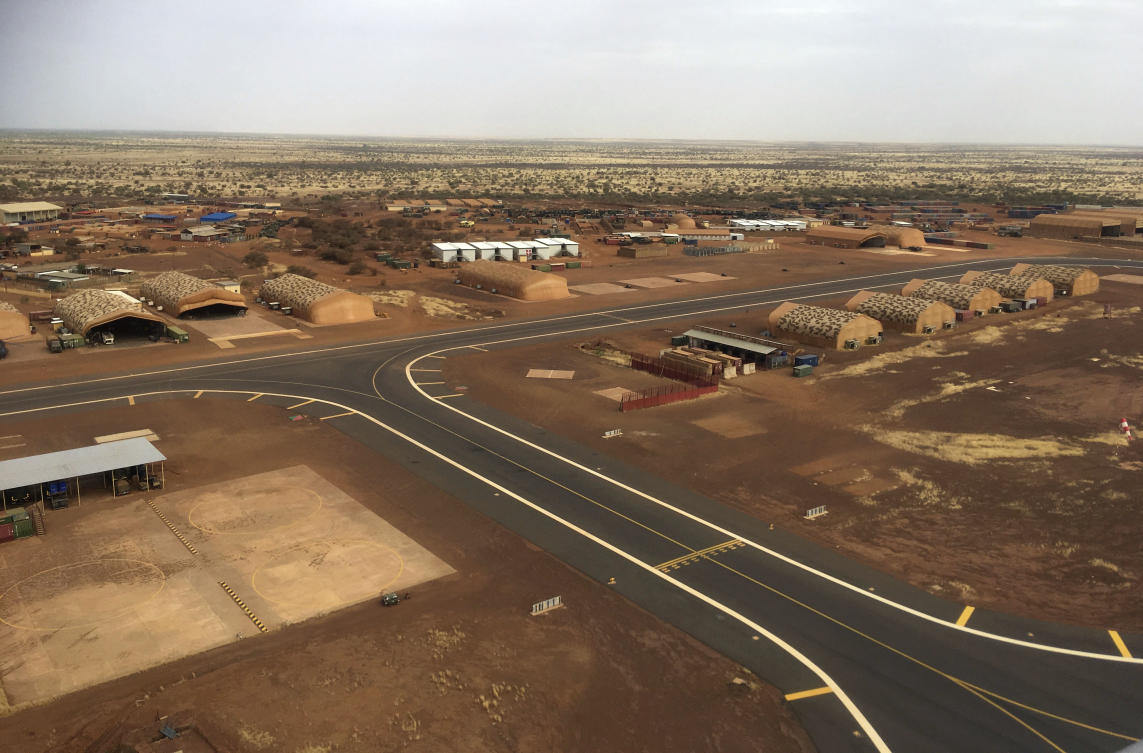 In this photo taken on Friday, Nov. 1, 2019, an aerial view of Gao airport in Mali, where French soldiers have massive presence. (AP)