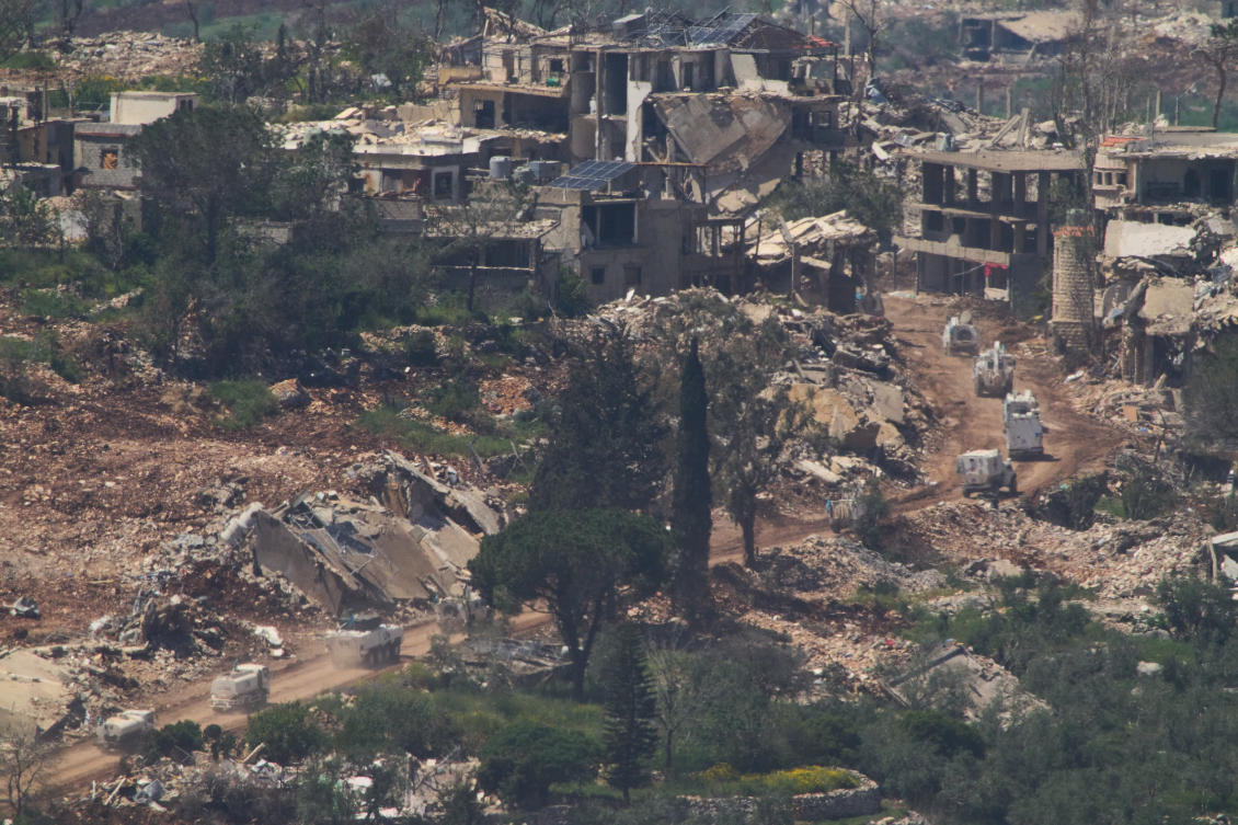 UN peacekeepers operate in southern Lebanon, as seen from northern Israel on Wednesday. (AP)