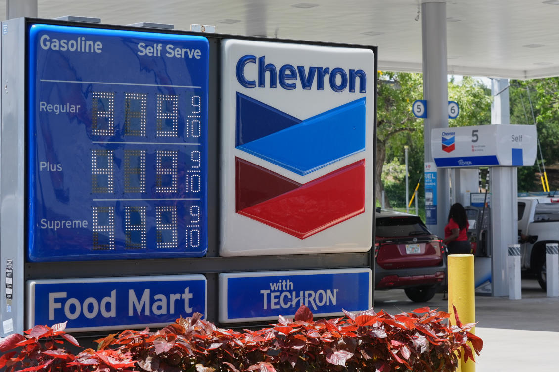 Bosses of Chevron were among the oil chiefs who met with Trump over possibly extending the Iran blockade. (AP)