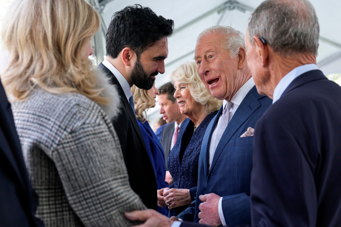 New York City Mayor Zohran Mamdani greets Britain's King Charles III, second from right, during a visit to the 9/11 Memorial in New York, US. (Reuters)