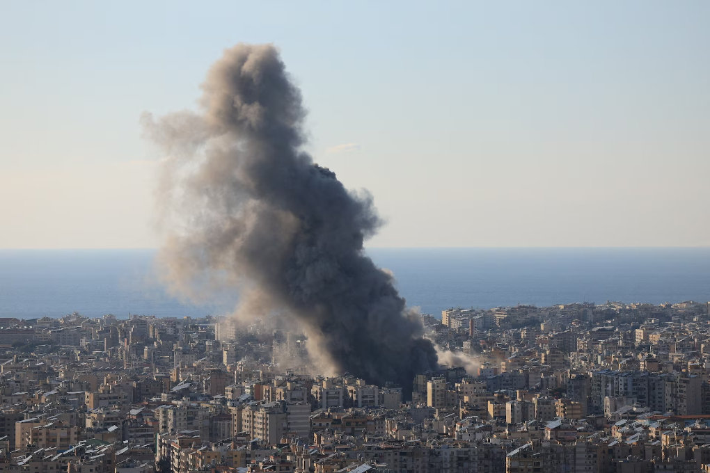 Smoke billows after an Israeli strike on Beirut's southern suburbs, March 2, 2026. (Reuters)