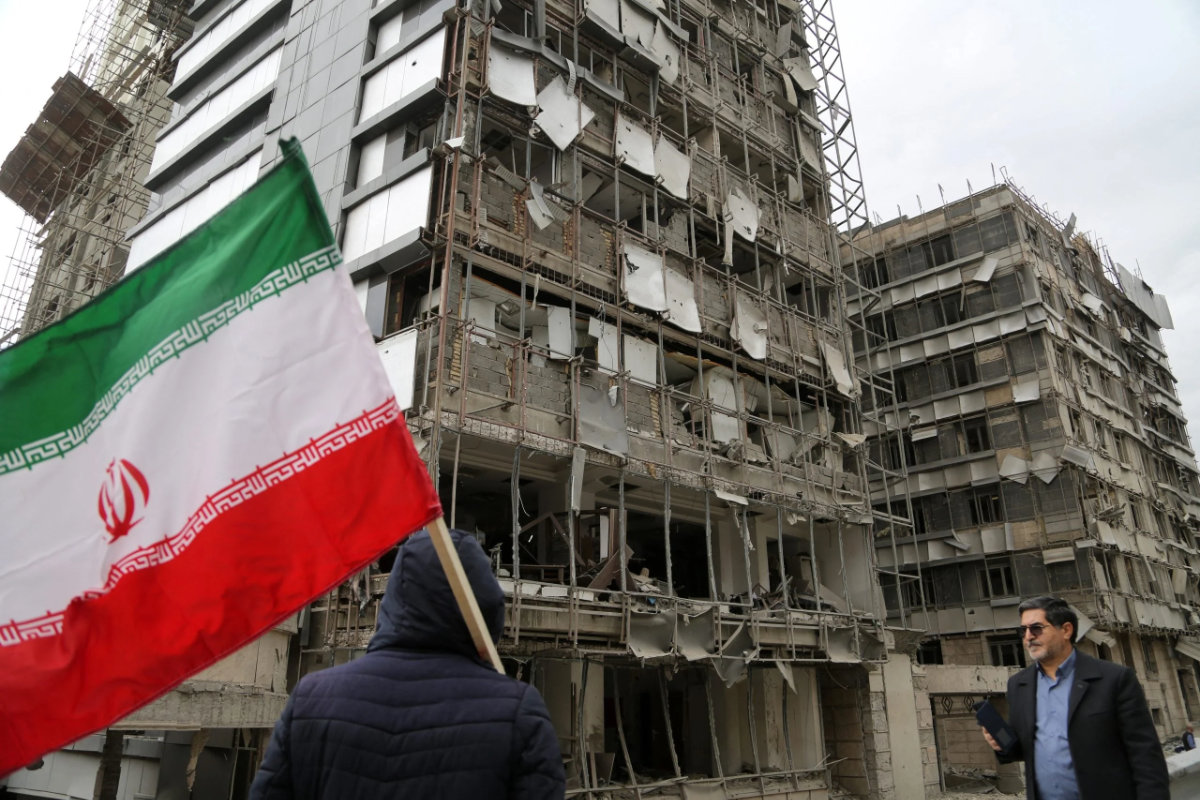 Severe damage is seen at GandHi Hospital in northern Tehran following US and Israeli joint strikes on Tehran, Iran. (AFP)