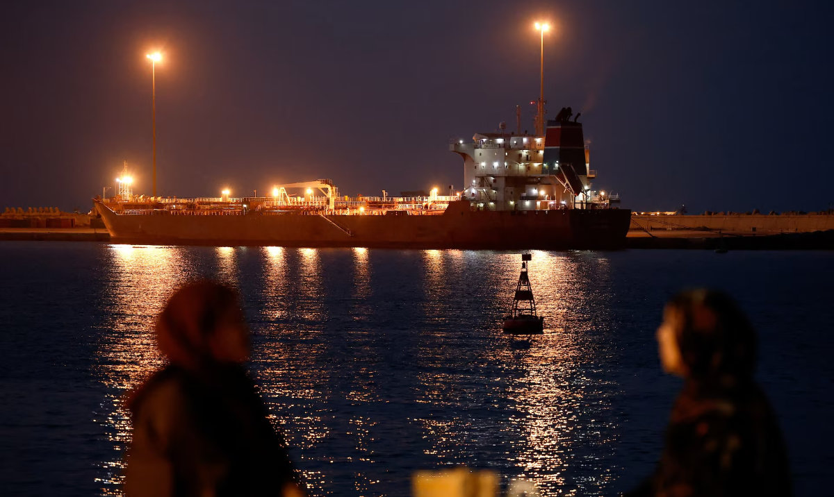 The Callisto tanker sits anchored in Port Sultan Qaboos as the traffic is down in the Strait of Hormuz. (Reuters)