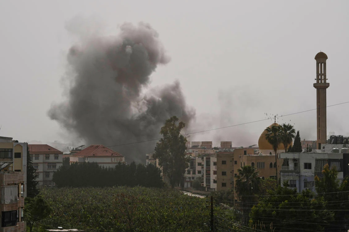 Smoke rises following an Israeli airstrike in the southern port city of Tyre, Lebanon, Saturday, April 4, 2026. (AP)