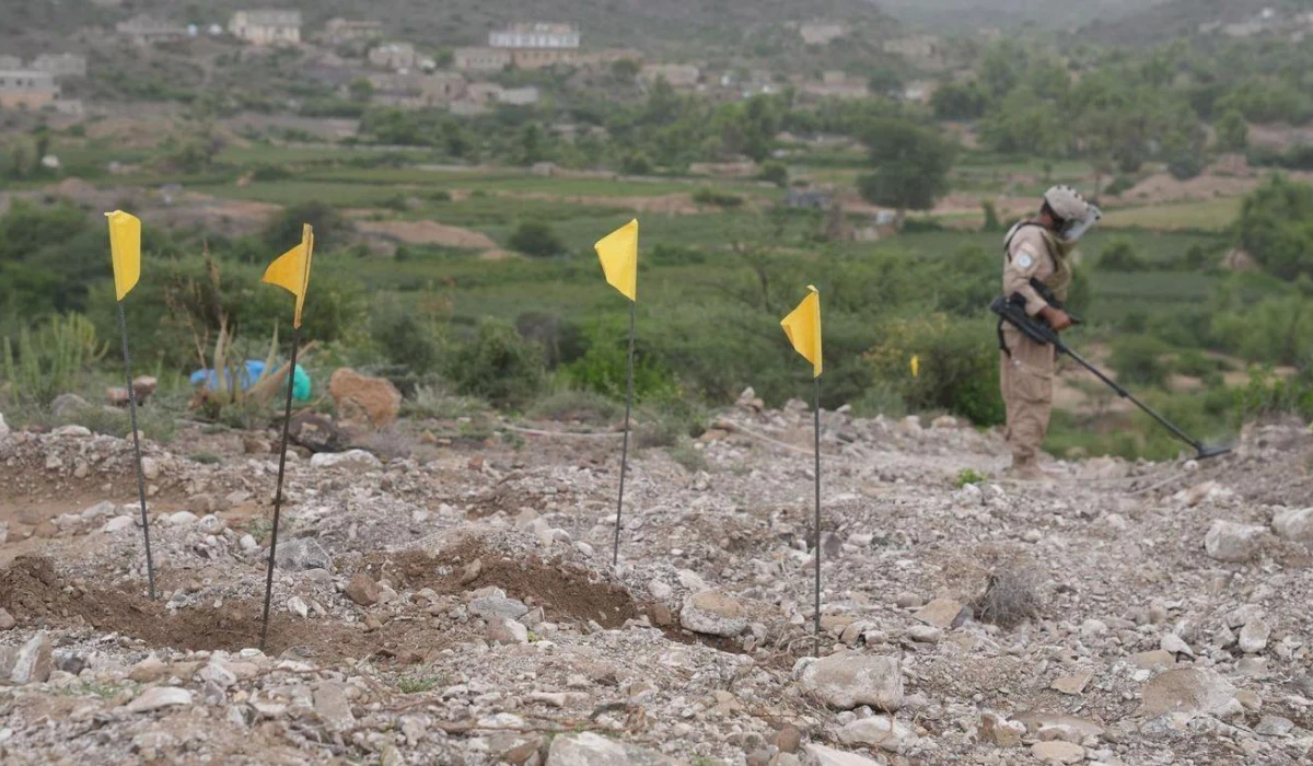 The UN estimated that around the world one person every hour is killed or injured by a landmine, unexploded ordnance or improvised explosive device. (SPA)