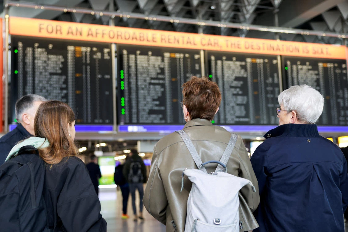 Fraport, the operator of Frankfurt Airport, reported about 580 flights were canceled, affecting roughly 72,000 passengers out of 1,350 scheduled flights and 155,000 passengers expected for the day. (Reuters)