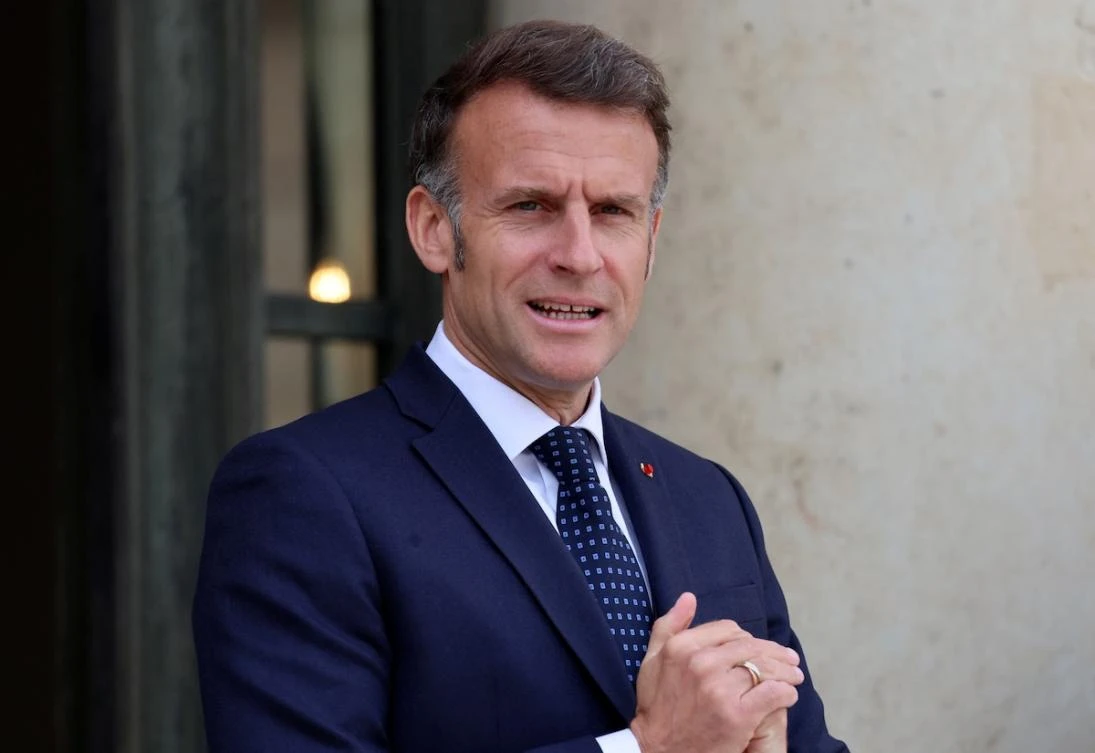 France's President Emmanuel Macron waits for the arrival of the Chairperson of the African Union Commission before a meeting at The Elysee Presidential Palace in Paris on April 13, 2026. (FILE/AFP)