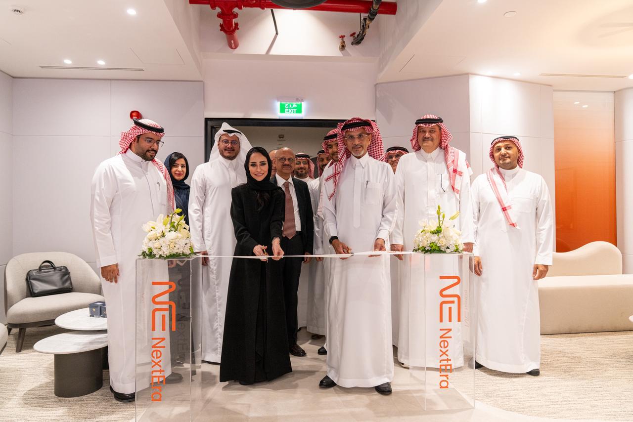 Nabil Al-Nuaim, CEO of Aramco Digital and Dina Abo Onoq, NextEra’s CEO, celebrate Launch in KAFD. (Supplied)