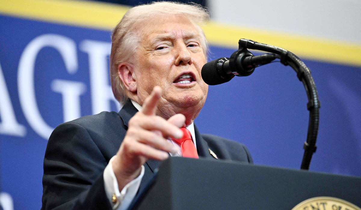 US President Donald Trump speaks at The Villages Charter School on May 01, 2026 in The Villages, Florida. (AFP)