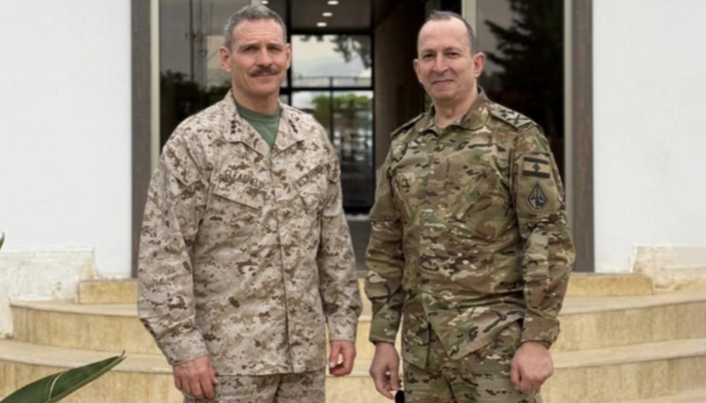 Lebanese Army Chief of Staff General Rodolphe Haykal and US Lieutenant General Joseph Clearfield. (Screenshot/X)