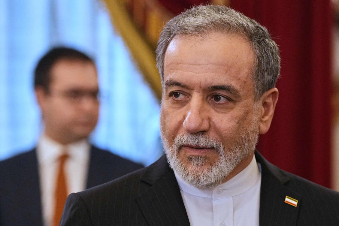 Iranian Foreign Minister Abbas Araghchi attends the talks with Russian President at the Boris Yeltsin Presidential Library in Saint Petersburg on April 27, 2026. (Photo by Dmitry LOVETSKY / POOL / AFP)