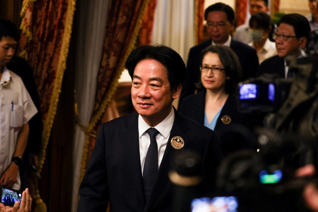 Taiwanese President Lai Ching-te arrives at an event to mark WWII anniversary at Taipei Guest House in Taipei, Taiwan. (AFP)