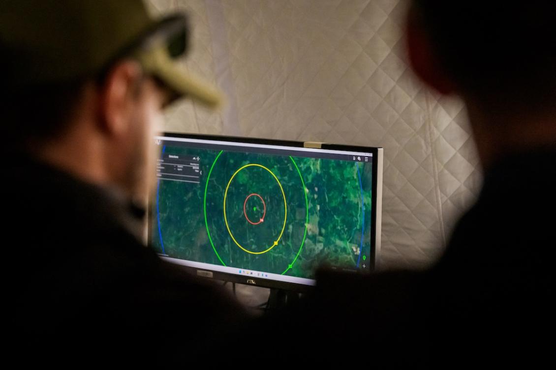 A screen is seen during the International military anti drone exercise Baltic Trust 25 (BATT25) at the Selonia (Selija) military training ground near Viesite on August 27, 2025. (FILE/AFP)