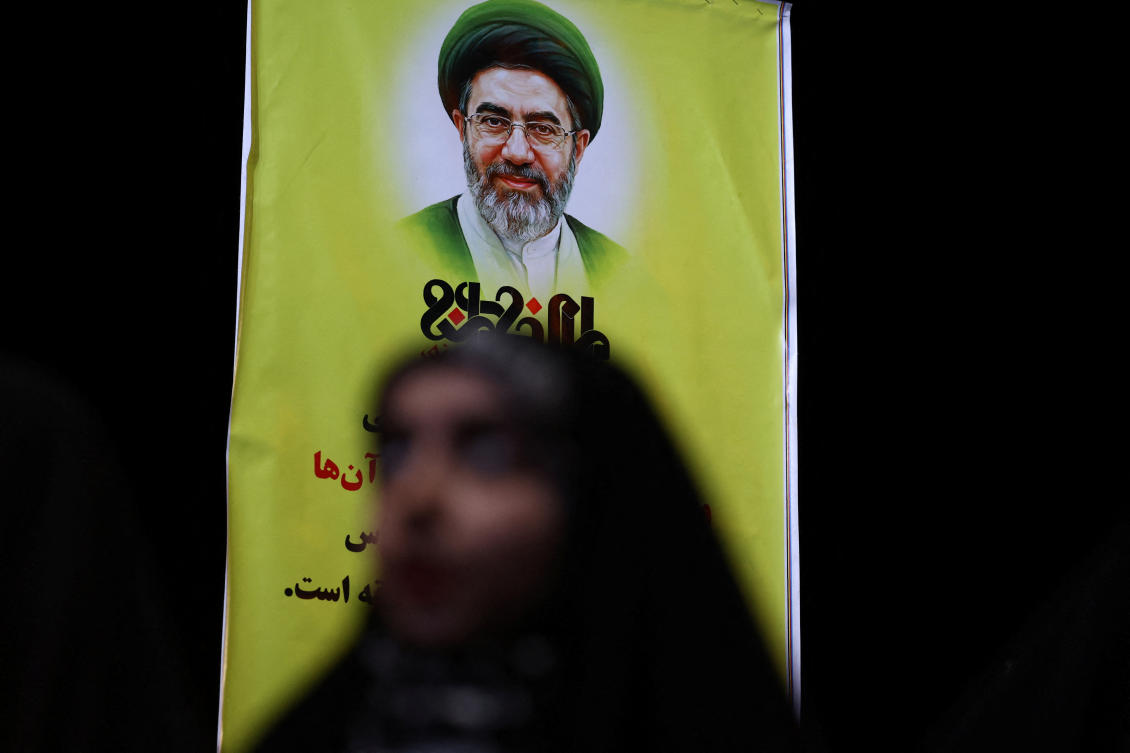 A banner with a picture of Iran’s new Supreme Leader, Mojtaba Khamenei. (FILE/AFP)
