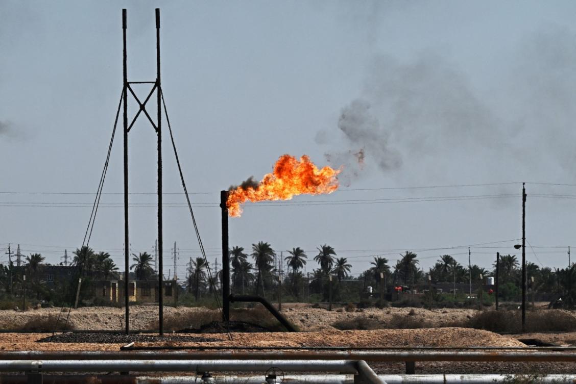 A general view of the Nahr Bin Umar Oil and Gas Field is pictured on the outskirts of the southern Iraqi city of Basra on April 29, 2026. (AFP)
