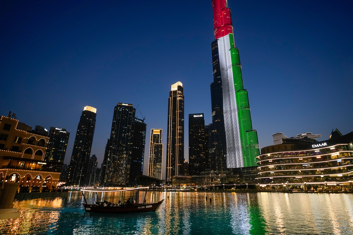 Burj Khalifa in Dubai on Thursday. The UAE is setting up a national database to document Iran's attacks and the damage they inflicted. (AP)