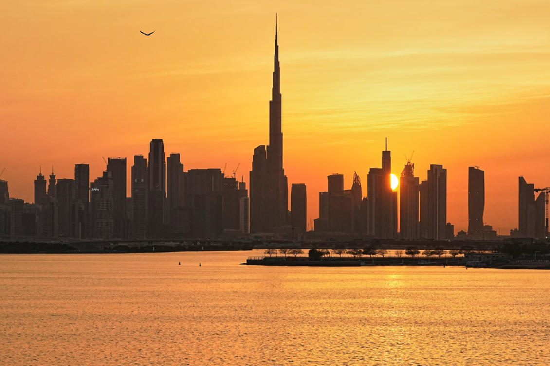 The skyline of Dubai on March 11, 2026, with the Burj Khalifa at center. (AP Photo/File)