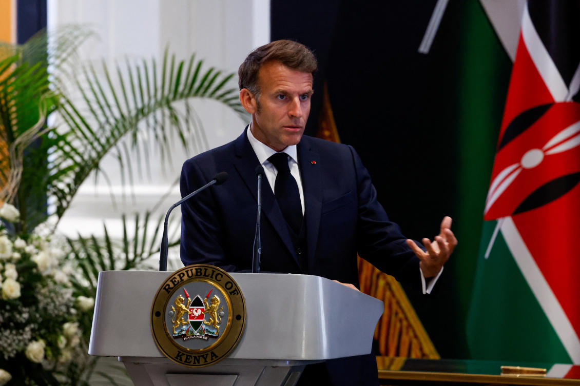 French President Emmanuel Macron addresses a joint press conference in Nairobi, Kenya May 10, 2026. (Reuters)