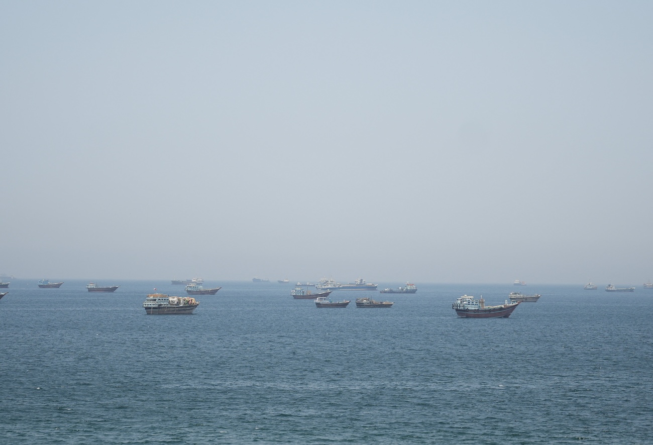 Vessels in the Strait of Hormuz, Musandam, Oman, May 8, 2026. (Reuters)