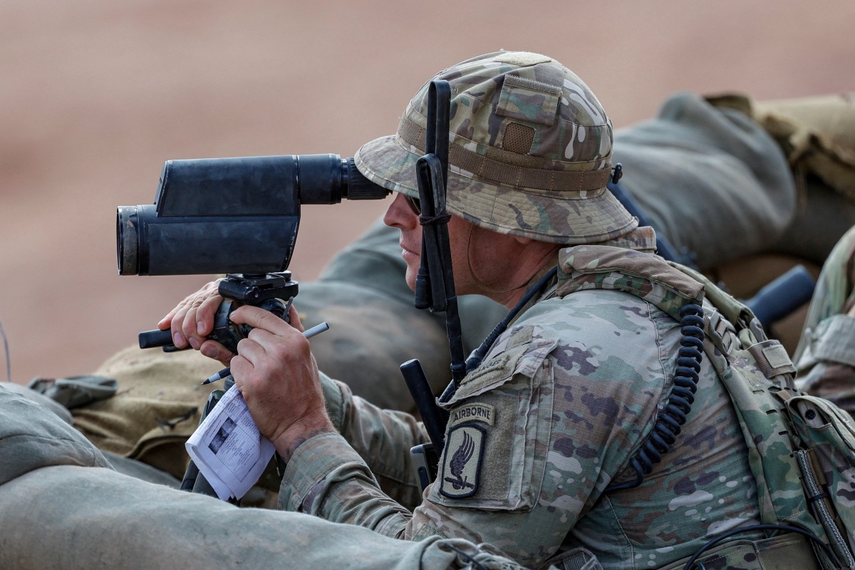 A US soldier takes part in the “African Lion” joint military exercise between US and Moroccan forces in the Tan-Tan region in southwestern Morocco, May 8, 2026. (AFP)