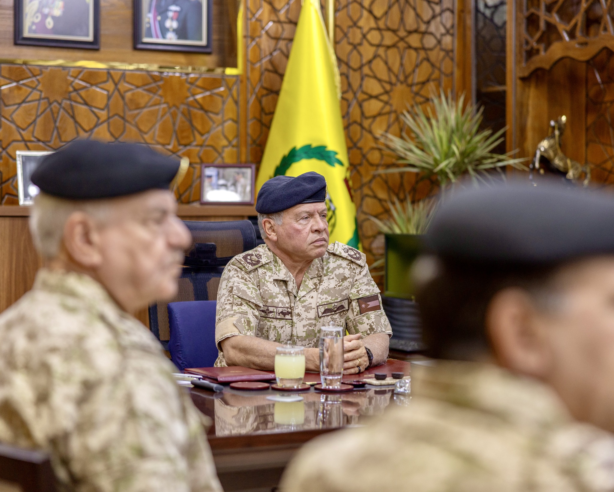 King Abdullah of Jordan on Monday visited the country’s Eastern Military Region Command. (Petra)