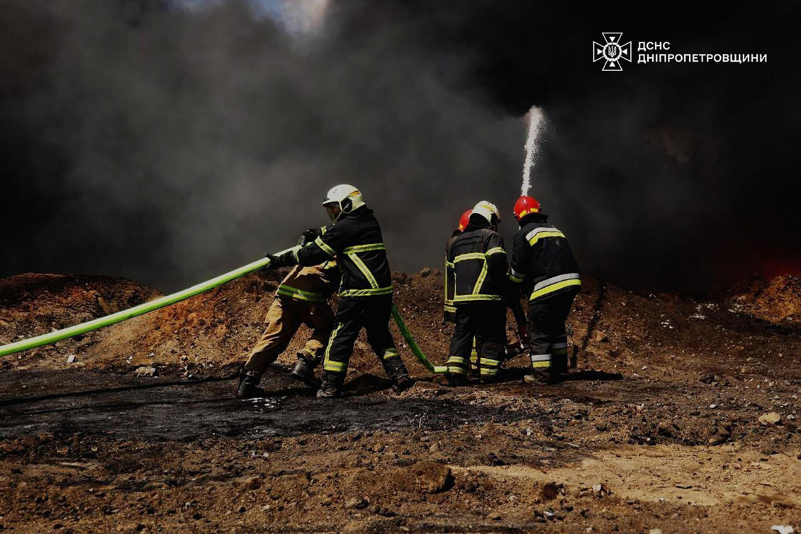 Russia and Ukraine have been engaged in tit-for-tat attacks on energy facilities. Above, Ukrainian emergency services personnel work to extinguish a fire on a gas pipeline in Dnipropetrovsk region on May 13, 2026. (Ukrainian Emergency Service via AP)