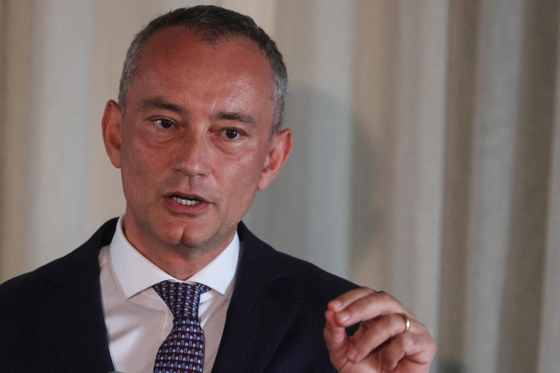 Nickolay Mladenov, the Board of Peace's lead envoy for Gaza, holds a media briefing in Jerusalem on Wednesday. (Reuters)