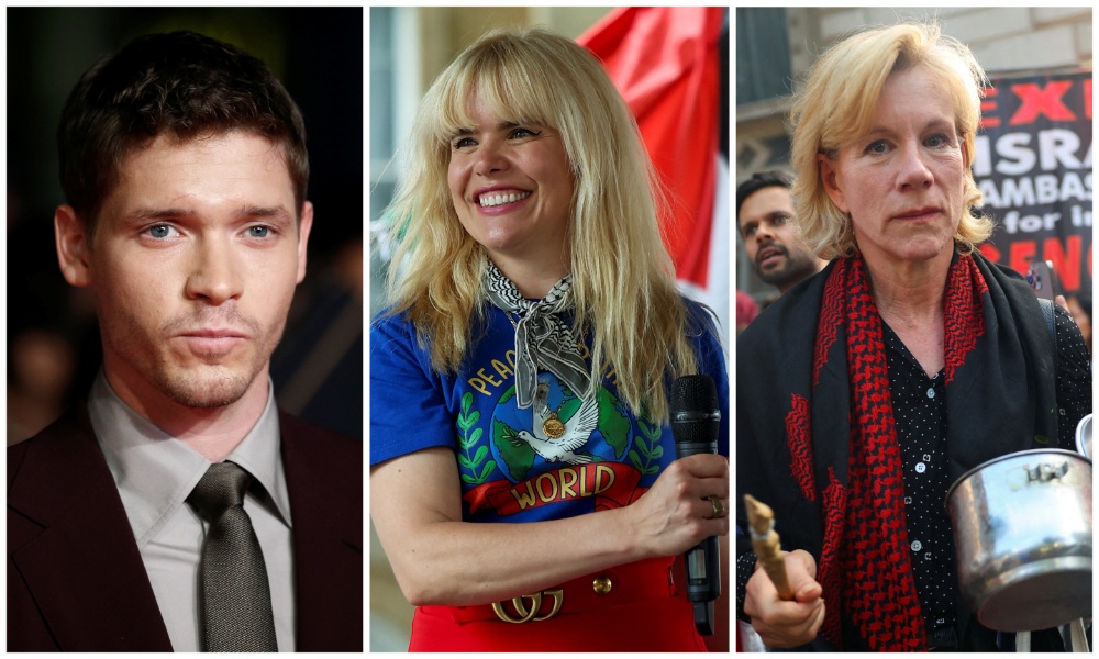 Dozens of British celebrities, including actor Billy Howle (L), singer Paloma Faith (C) and actor Juliet Stevenson (R), have signed an open letter urging the UK government to formally apologize for its historic actions in Palestine. (Reuters/File Photos)