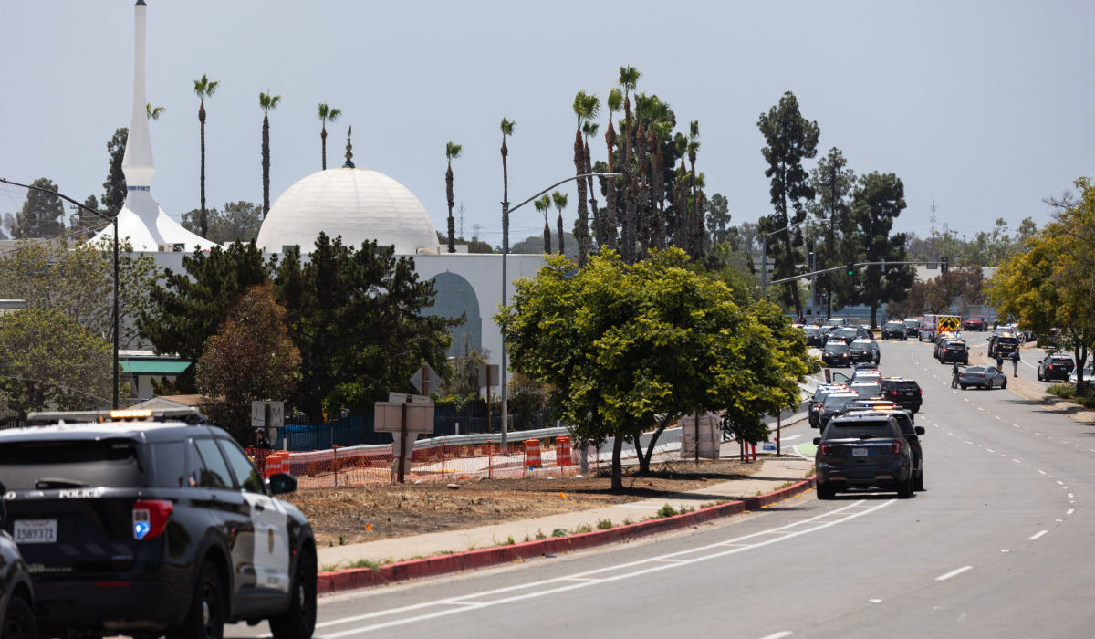 Police respond to a reported active shooter at the Islamic Center of San Diego in San Diego, California, on May 18, 2026. (AFP)