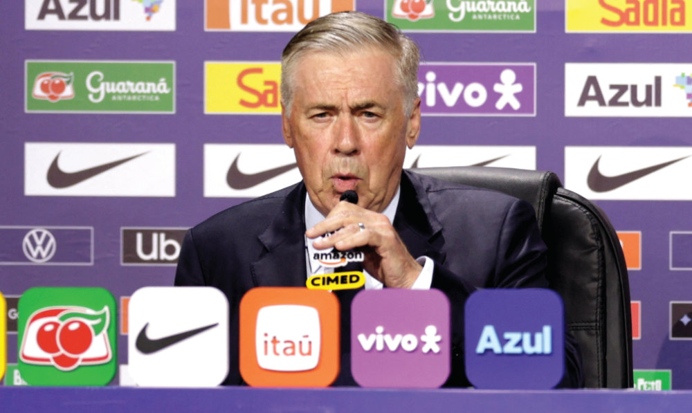 Brazil coach Carlo Ancelotti speaks to media ahead of the football World Cup at the Museu do Amanha, Rio de Janeiro, Brazil. (Reuters)