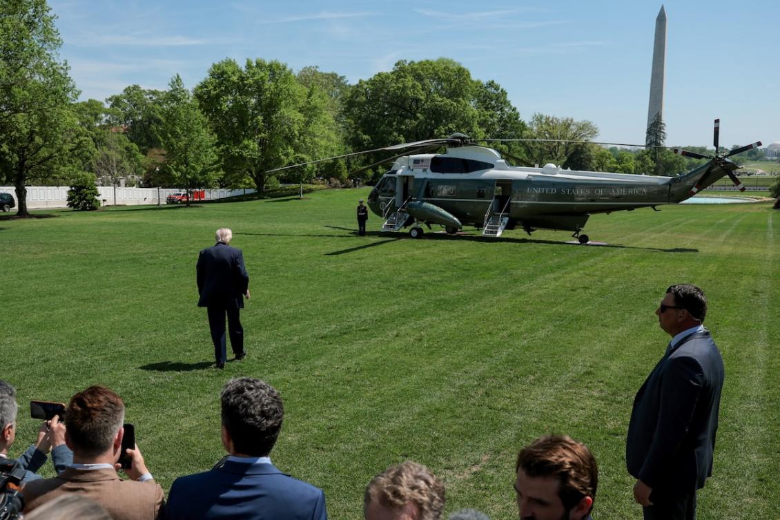 S. President Donald Trump walks towards Marine One on the South Lawn of the White House on April 16, 2026 in Washington, DC. President Donald Trump is traveling to Las Vegas, Nevada to promote the tax cuts he signed into law in the “One Big Beautiful Bill Act” ahead of the midterm election. (FILE/AFP)