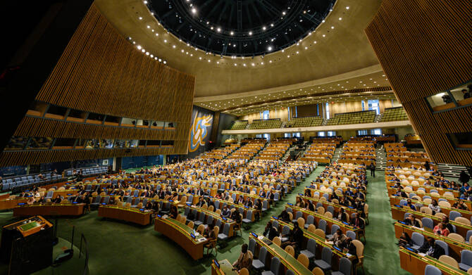 The United Nations General Assembly on Wednesday considers a resolution reinforcing states’ obligations to combat climate change, a long-awaited move toned down under pressure from major greenhouse gas emitters. (AFP/File)