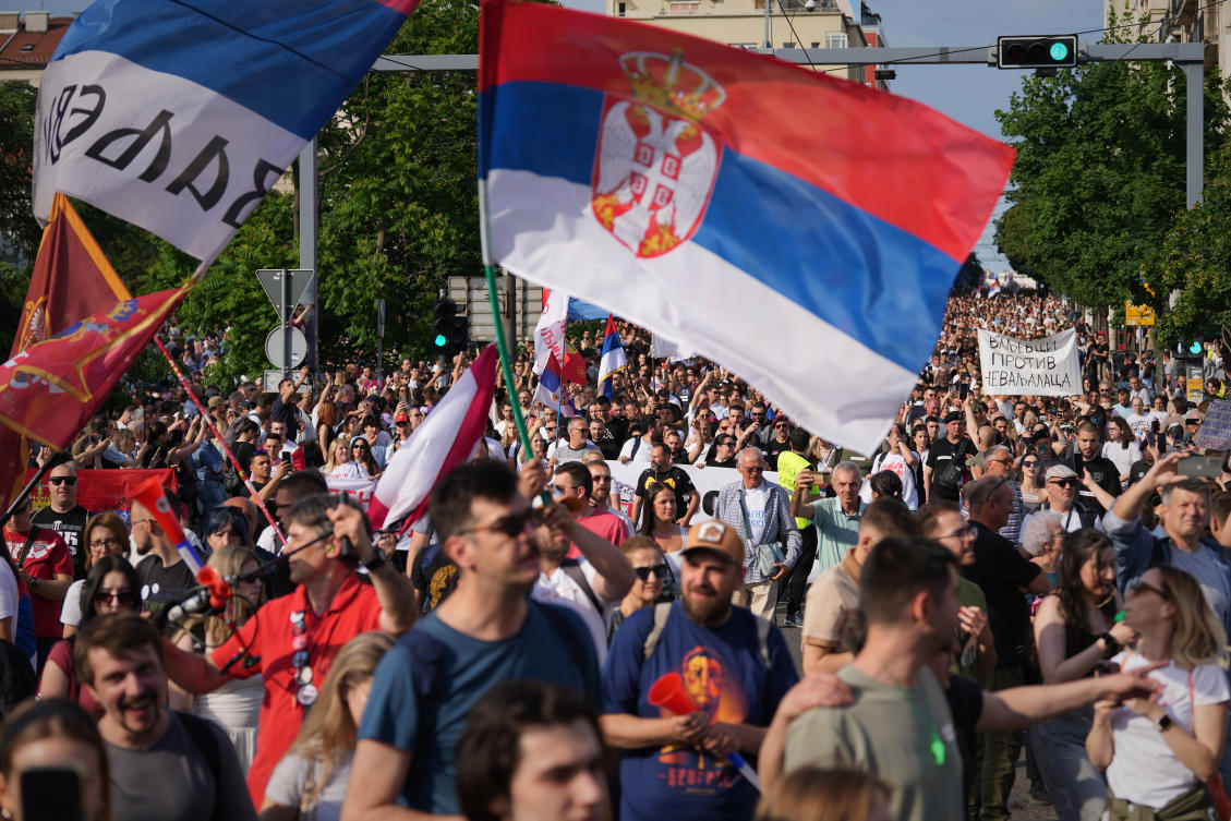Tens of thousands rally in Serbia against authoritarian President Vucic