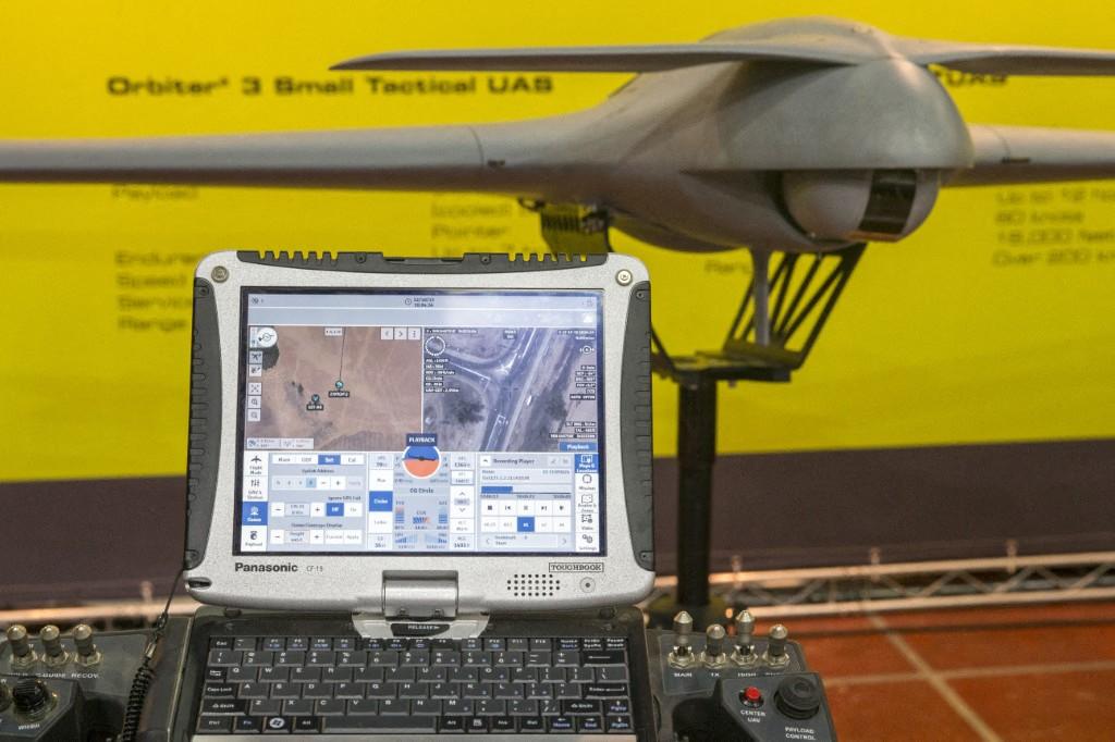 Above, an Orbiter 3 displayed at the Unmanned Vehicles Conference 2015 on Nov. 9, 2015 in Tel Aviv. (AFP file photo)