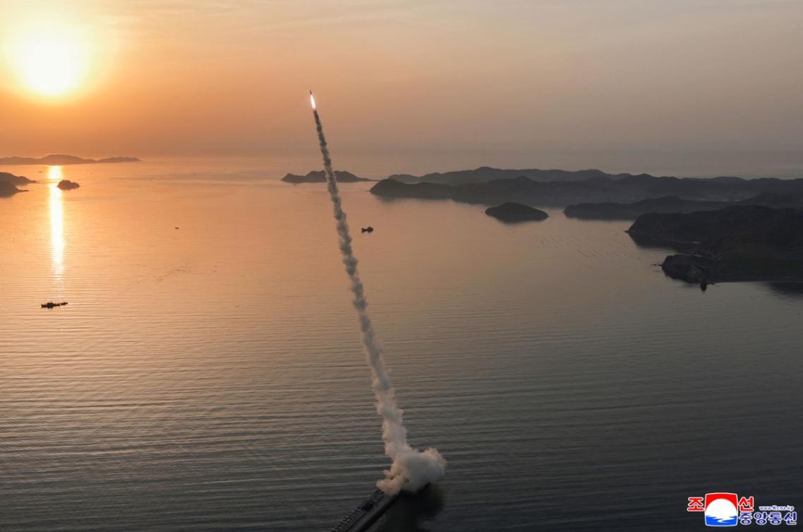 North Korean leader Kim Jong Un has focused on expanding his nuclear and missile arsenals. Above, a ballistic missile is lunched at an undisclosed location in North Korea on April 19, 2026. (KCNA/KCNS via AFP)