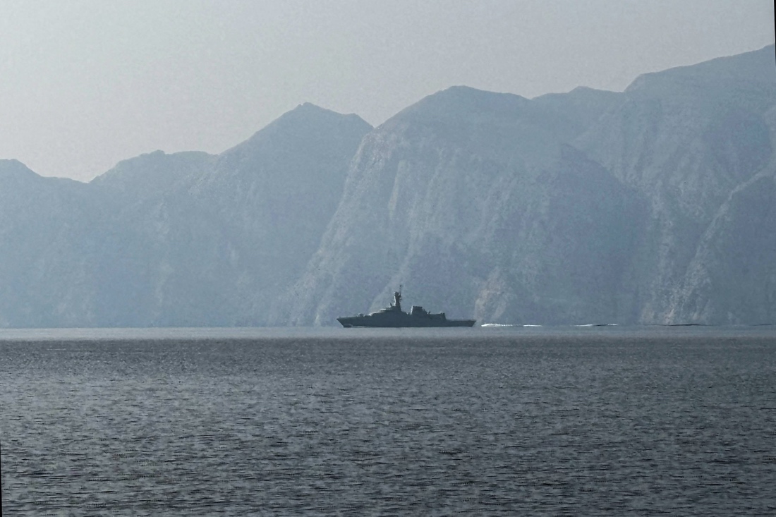 A navy vessel is seen sailing in the Strait of Hormuz. (AFP)