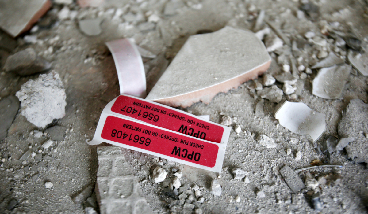 Labels of the Organisation for the Prohibition of Chemical Weapons (OPCW) are seen iside a damaged house in Douma in Damascus, Syria April 23, 2018. (REUTERS)