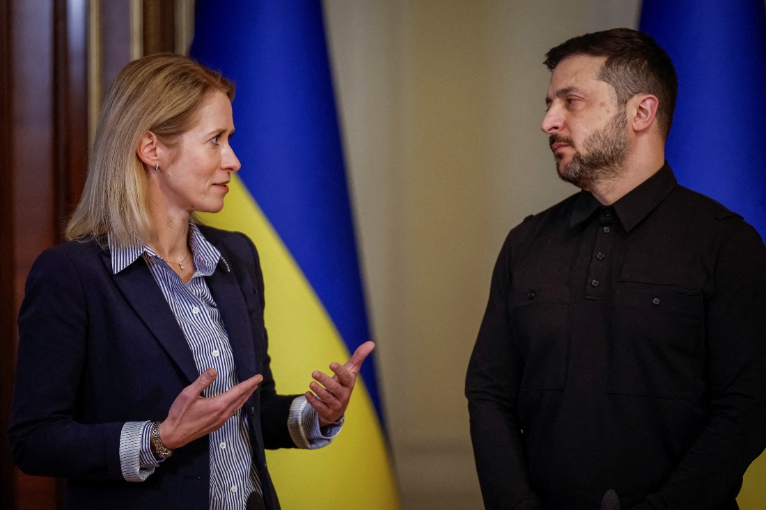 Ukraine's President Volodymyr Zelenskiy and High Representative for Foreign Affairs and Security Policy Kaja Kallas attend a joint press conference in Kyiv, Ukraine. (Reuters)