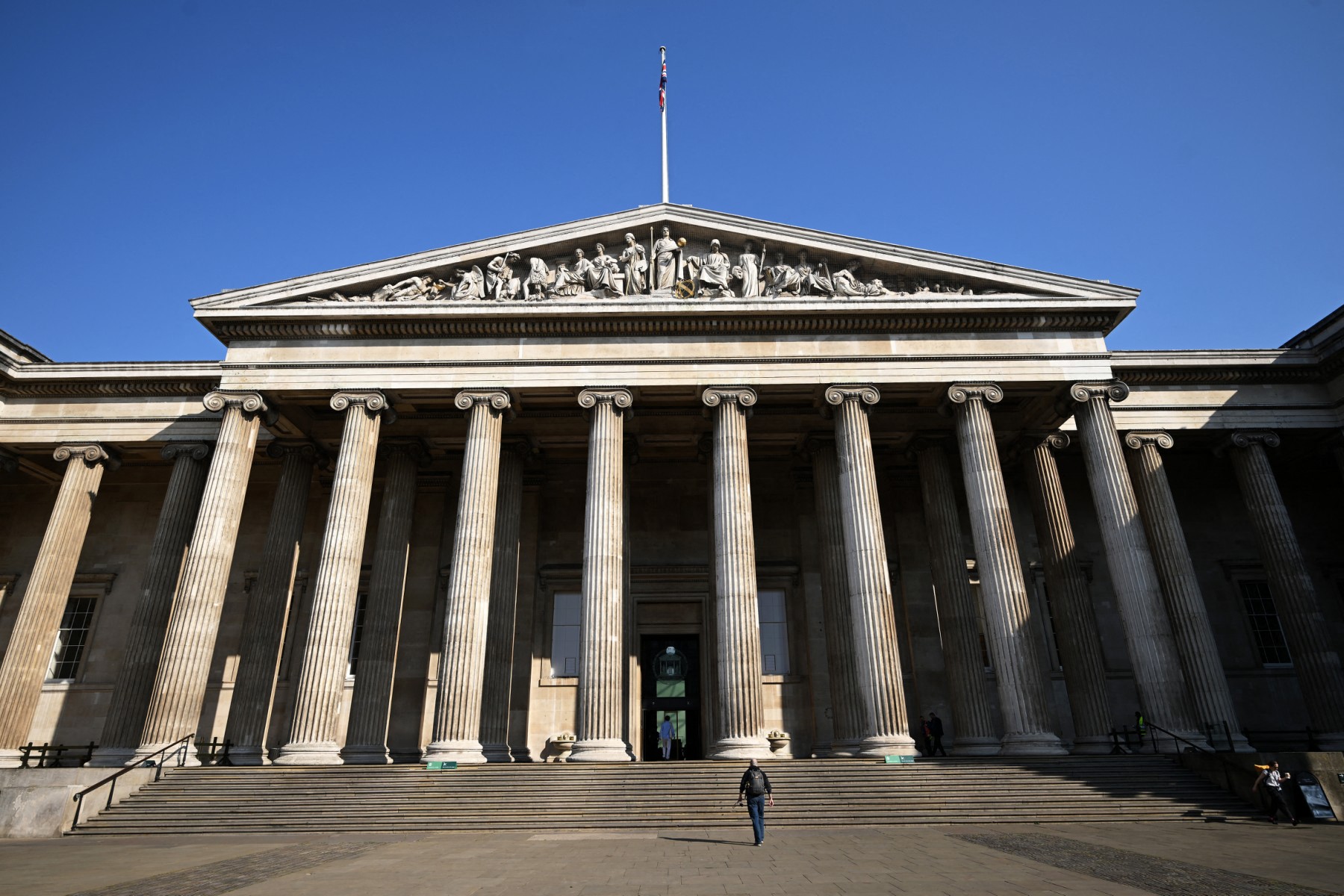 Members of the public use the front entrance of the British Museum in London on May 13, 2025. (File/AFP)