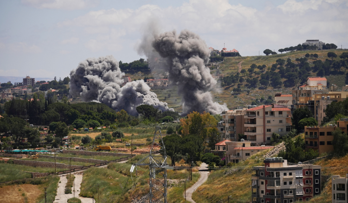 Smoke billows following an Israeli strike in Nabatieh, Lebanon, May 28, 2026. (REUTERS)