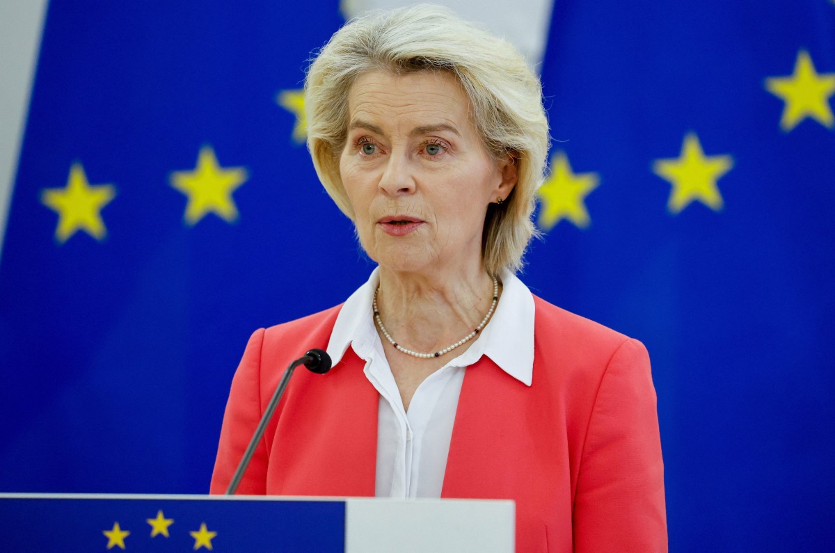 European Commission President Ursula von der Leyen addresses a joint press conference after talks on the security in the region in Lithuania. (AFP)