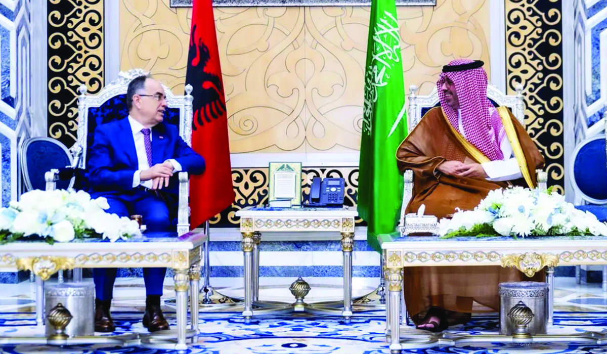 Prince Saud bin Abdullah bin Jalawi (R) and Bajram Begaj in Jeddah. (Supplied)