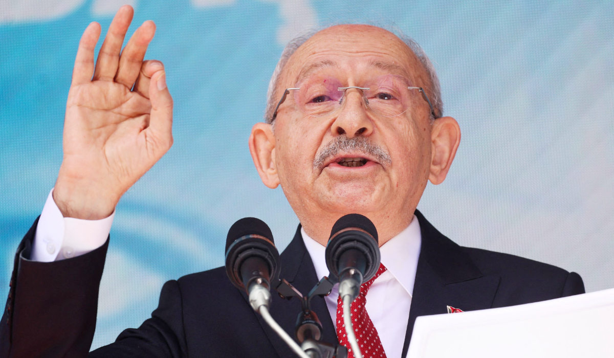 Turkey's main opposition CHP party's court-installed leader, Kemal Kilicdaroglu delivers a speech at the party's headquarters in Ankara on May 30, 2026. (AFP)