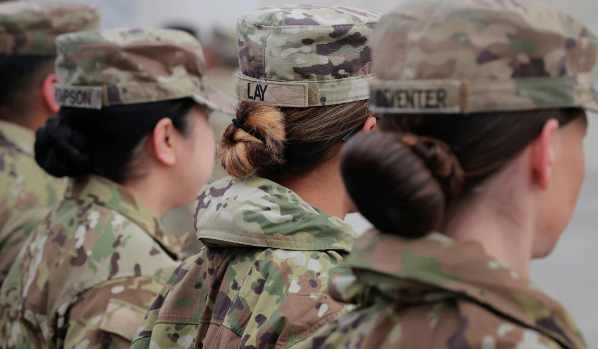 US Army National Guard troops prepare for a re-enlistment ceremony at the Washington Monument on February 06, 2026 in Washington, DC. (AFP)