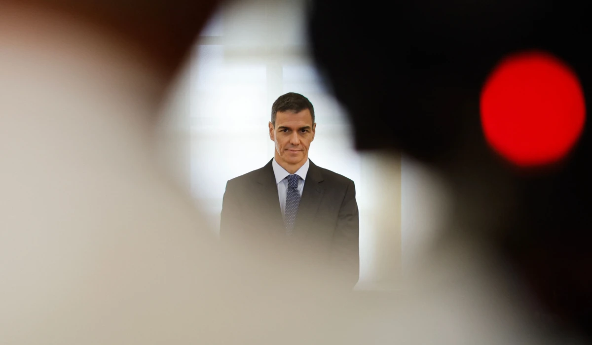 Spain's Prime Minister Pedro Sanchez looks on during a signing ceremony with Senegalís President after meeting at the Moncloa Palace in Madrid on March 26, 2026. (AFP)