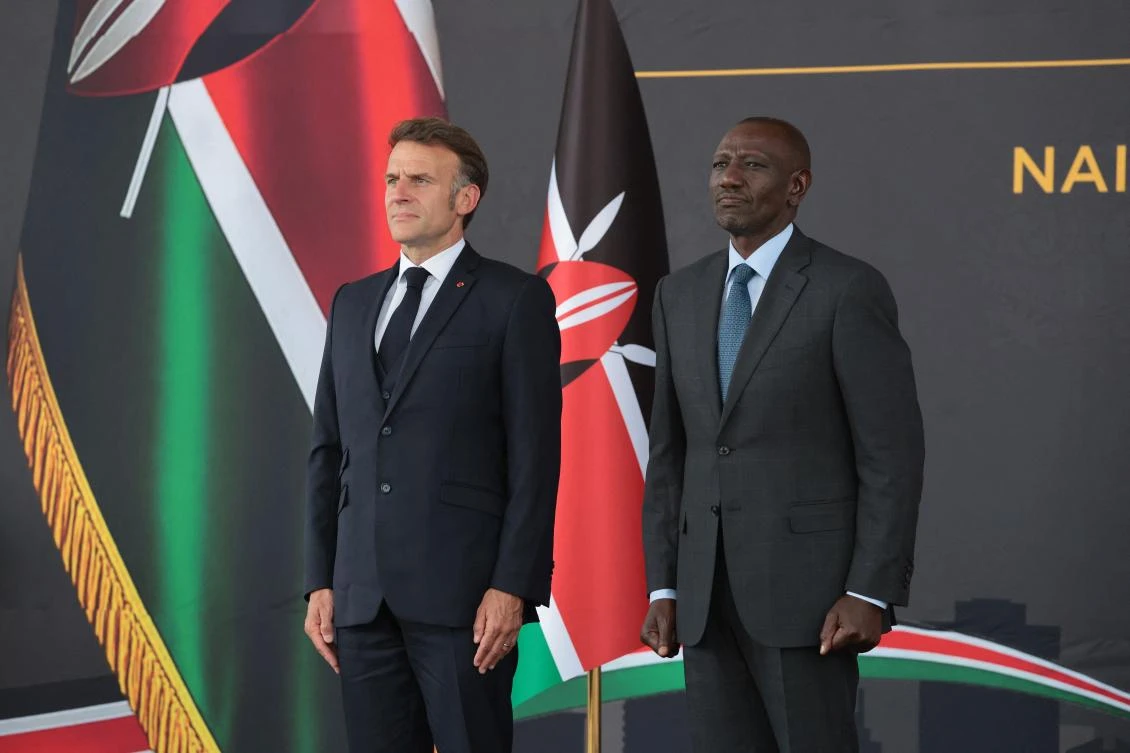 French President Emmanuel Macron, in Nairobi for a two-day economic summit, has defended European involvement in Africa, contrasting relations with China’s strategy across the continent. (AFP)