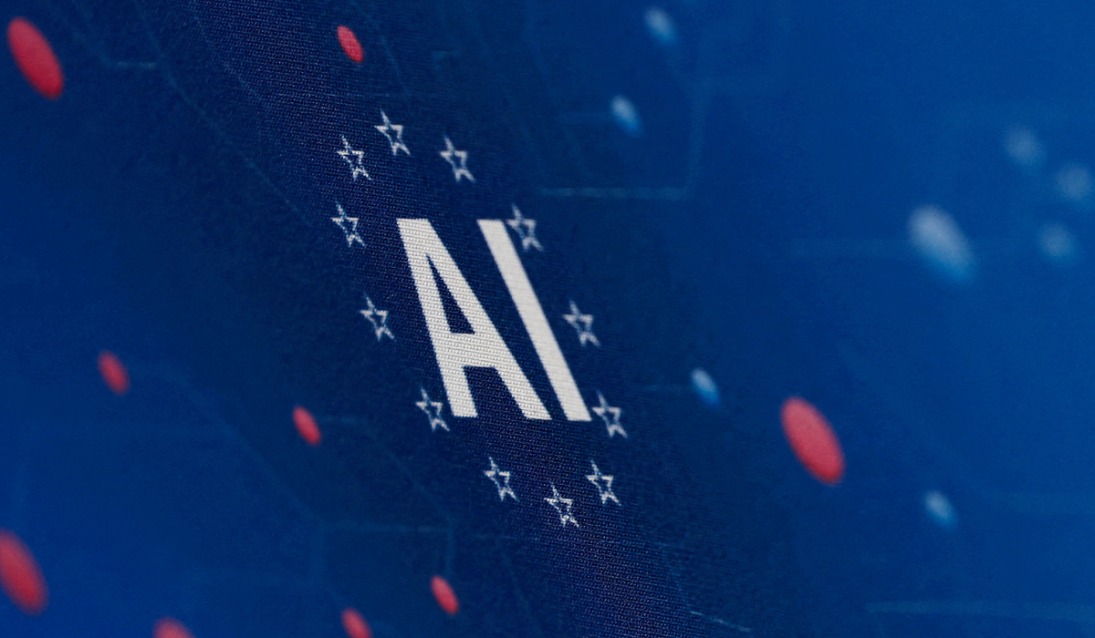 The artificial intelligence AI acronym at the 10th edition of the VivaTech technology startups in Paris, France. (REUTERS)