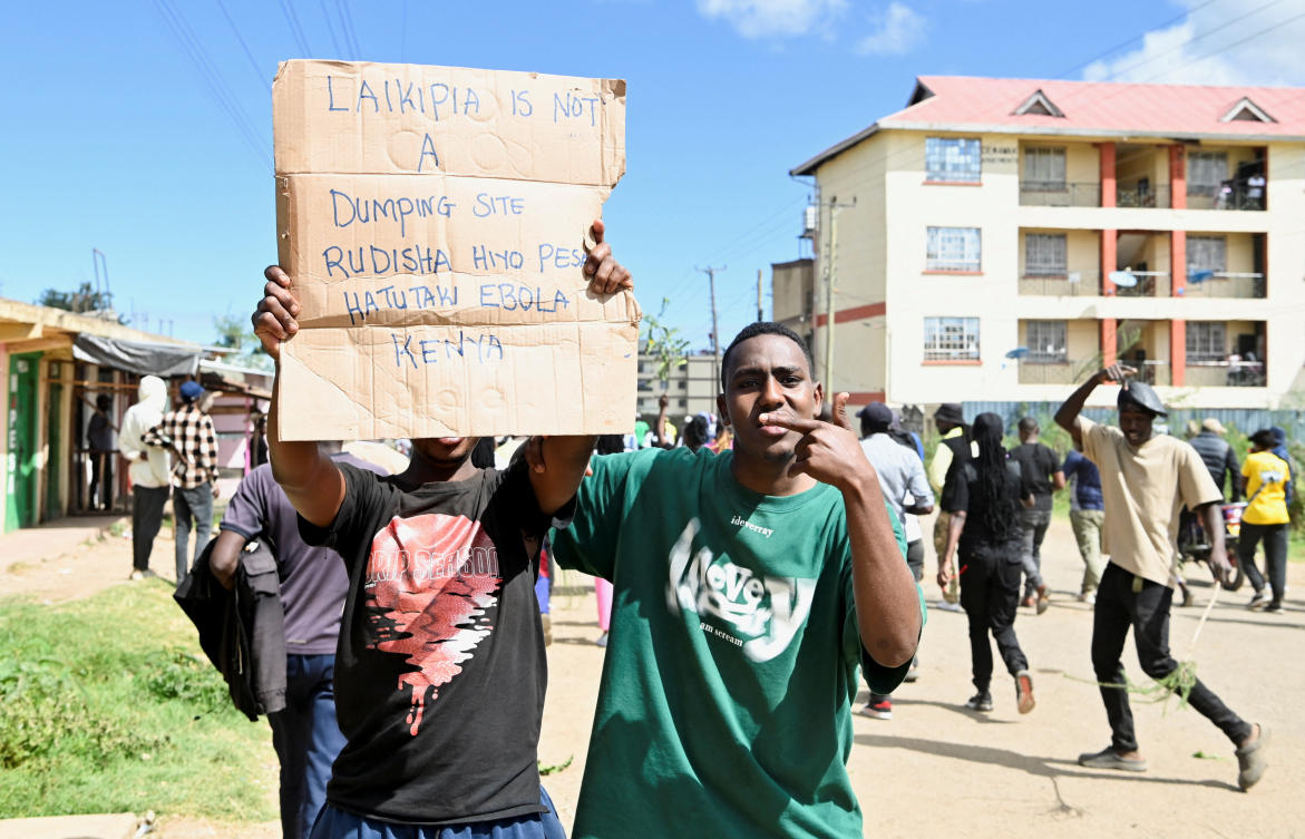 Above, protesters against plans for a 50-bed facility at a Kenyan air force base intended to host Americans exposed to Ebola, in Nanyuki town, in Laikipia County, Kenya on June 1, 2026.(Reuters)